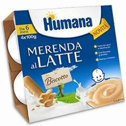 Humana Merenda Al Latte Gusto Biscotto 4x100g