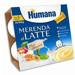 Humana Merenda Al Latte Gusto Mela E Albicocca 4x100g