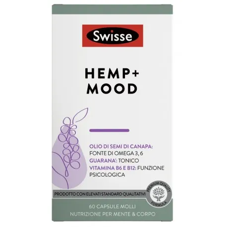 Swisse hemp+ mood 60 capsule con olio di semi di canapa