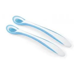 Nuvita Set 2 Cucchiai Termosensibili Blu con manico lungo