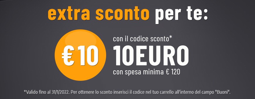Codice Sconto 10EURO: €10 di sconto con €120 di spesa!